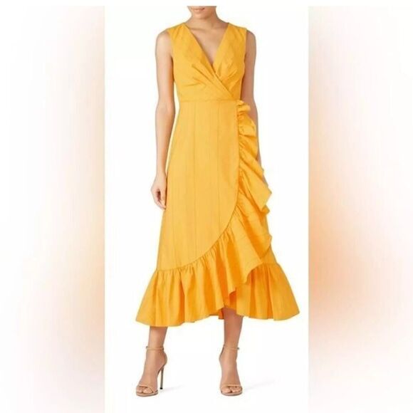 Sachin & Babi Mango Holly Dress Marigold Pinstripe Sleeveless Midi Yellow Size 4 - Picture 1 of 12